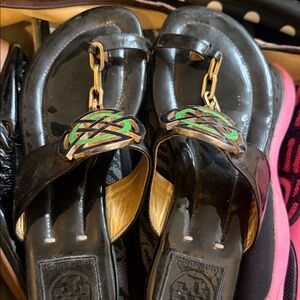 Tory Burch Black and Gold Flats